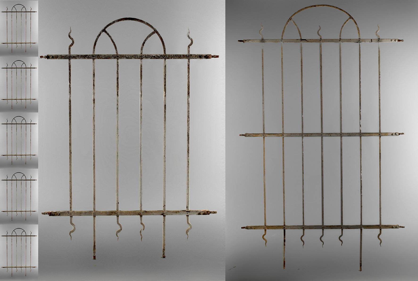 Sechs kleine und ein großes Fenstergitter