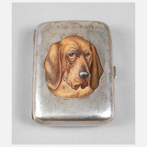 England Silberdose mit Hundeportrait