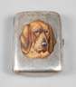 England Silberdose mit Hundeportrait