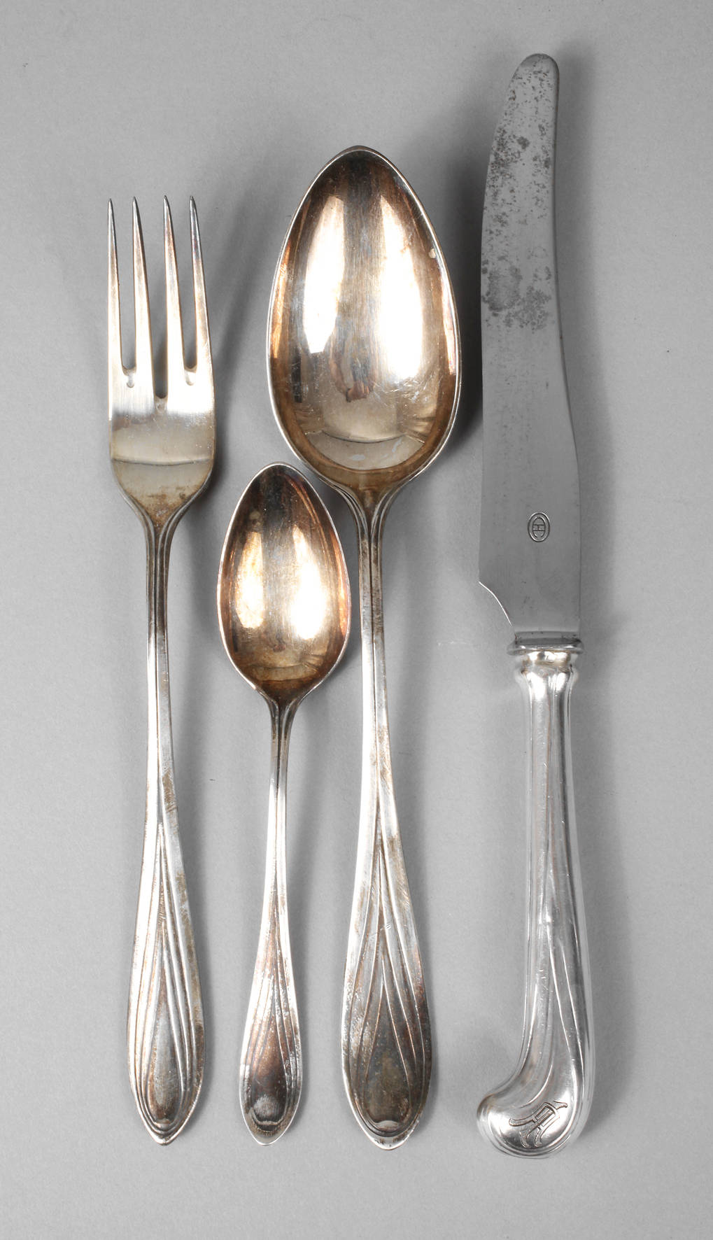 Hans Christiansen vier Besteckteile Silber