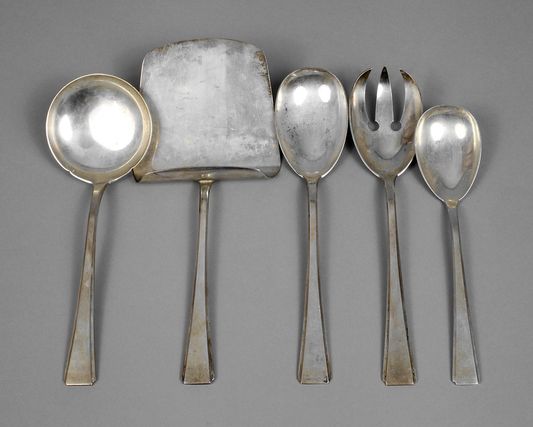 Prof. Hübner fünf Vorlegeteile Silber