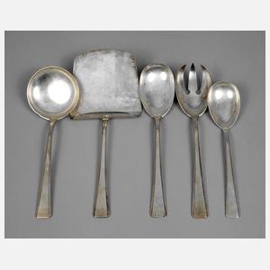 Prof. Hübner fünf Vorlegeteile Silber