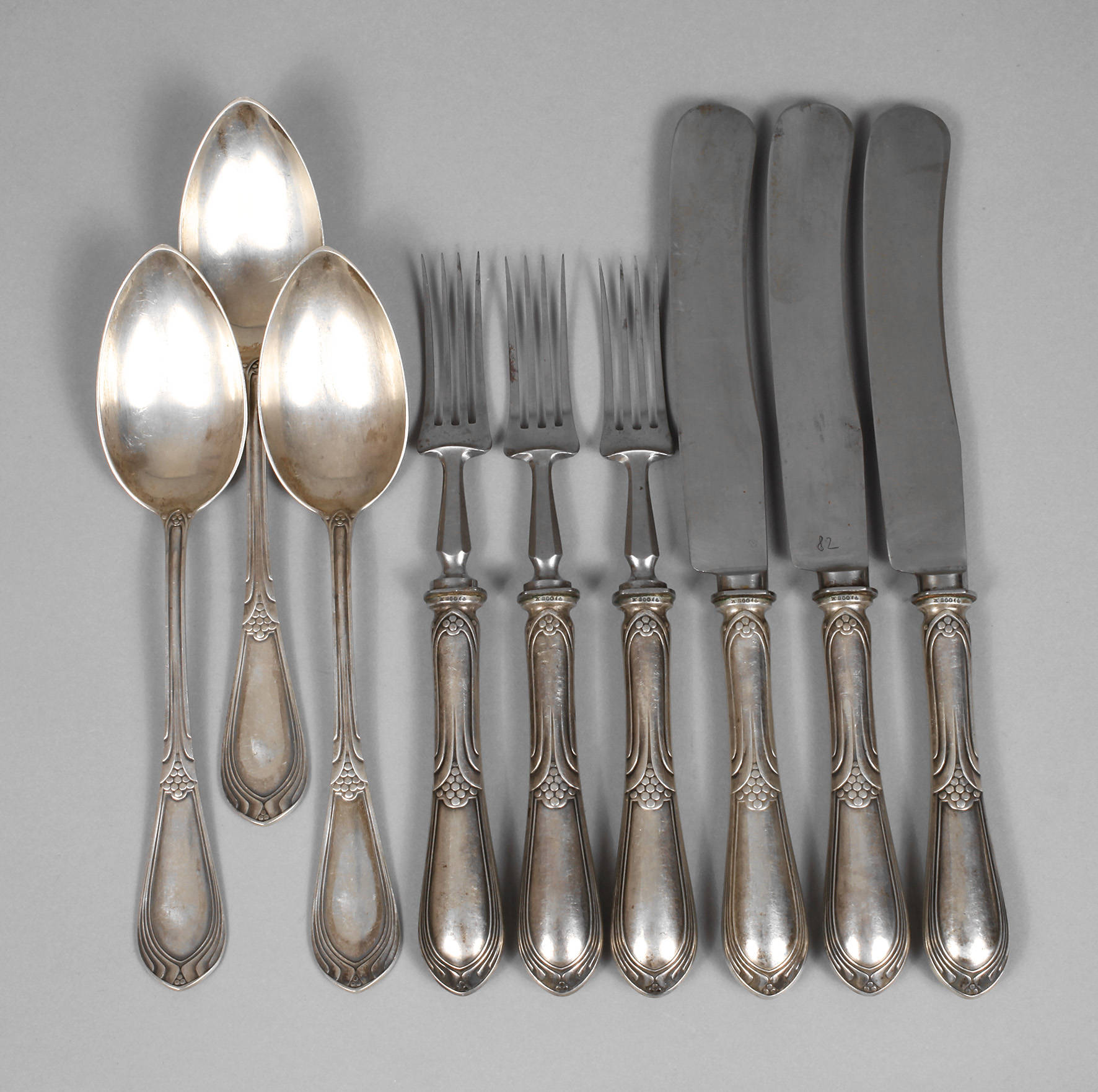 Silber neun Besteckteile Jugendstil