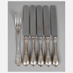 Silber sechs Besteckteile Wolfers Frères Brüssel