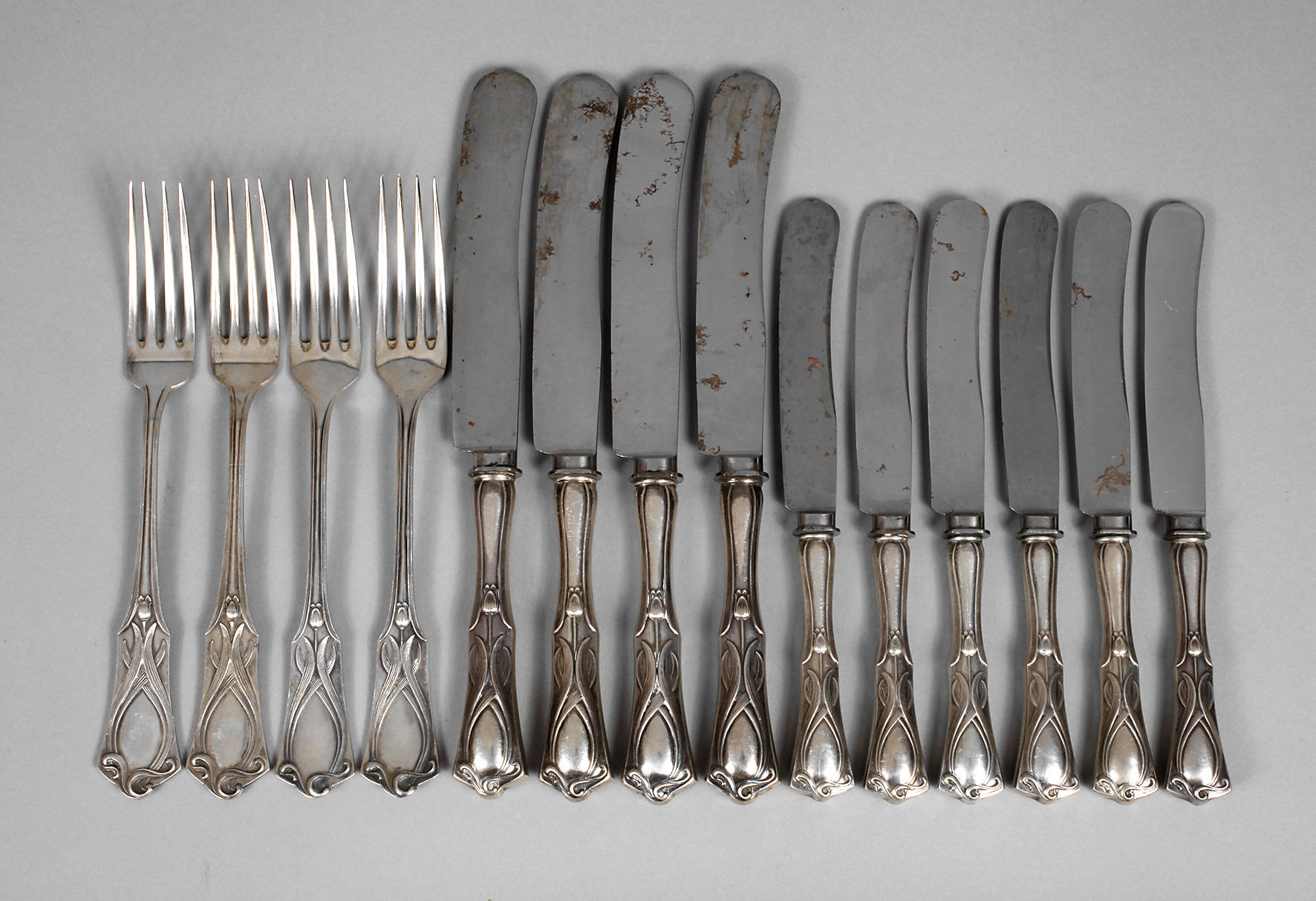 Silber vierzehn Besteckteile Jugendstil
