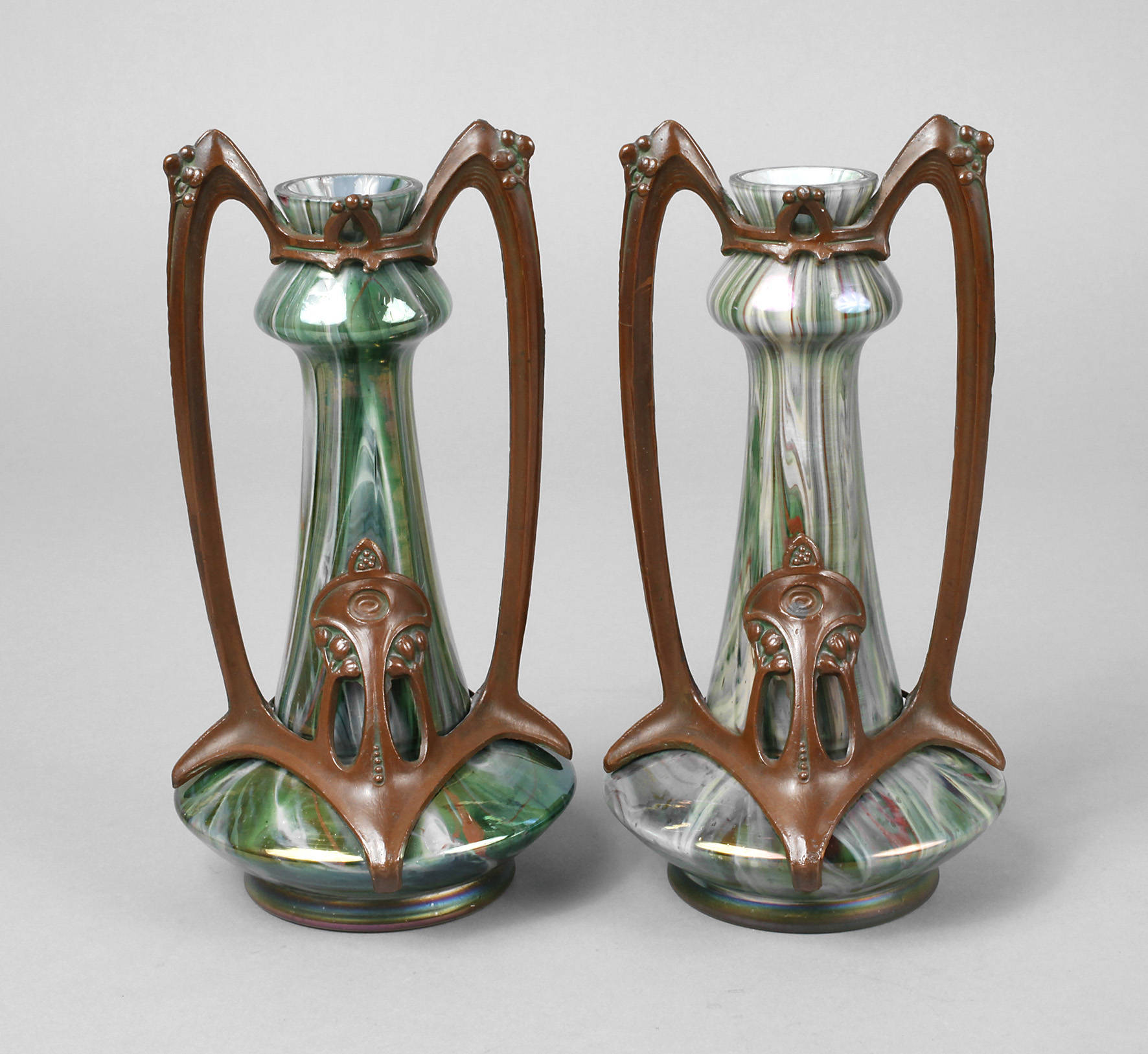 Paar montierte Jugendstilvasen