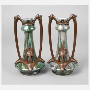 Paar montierte Jugendstilvasen
