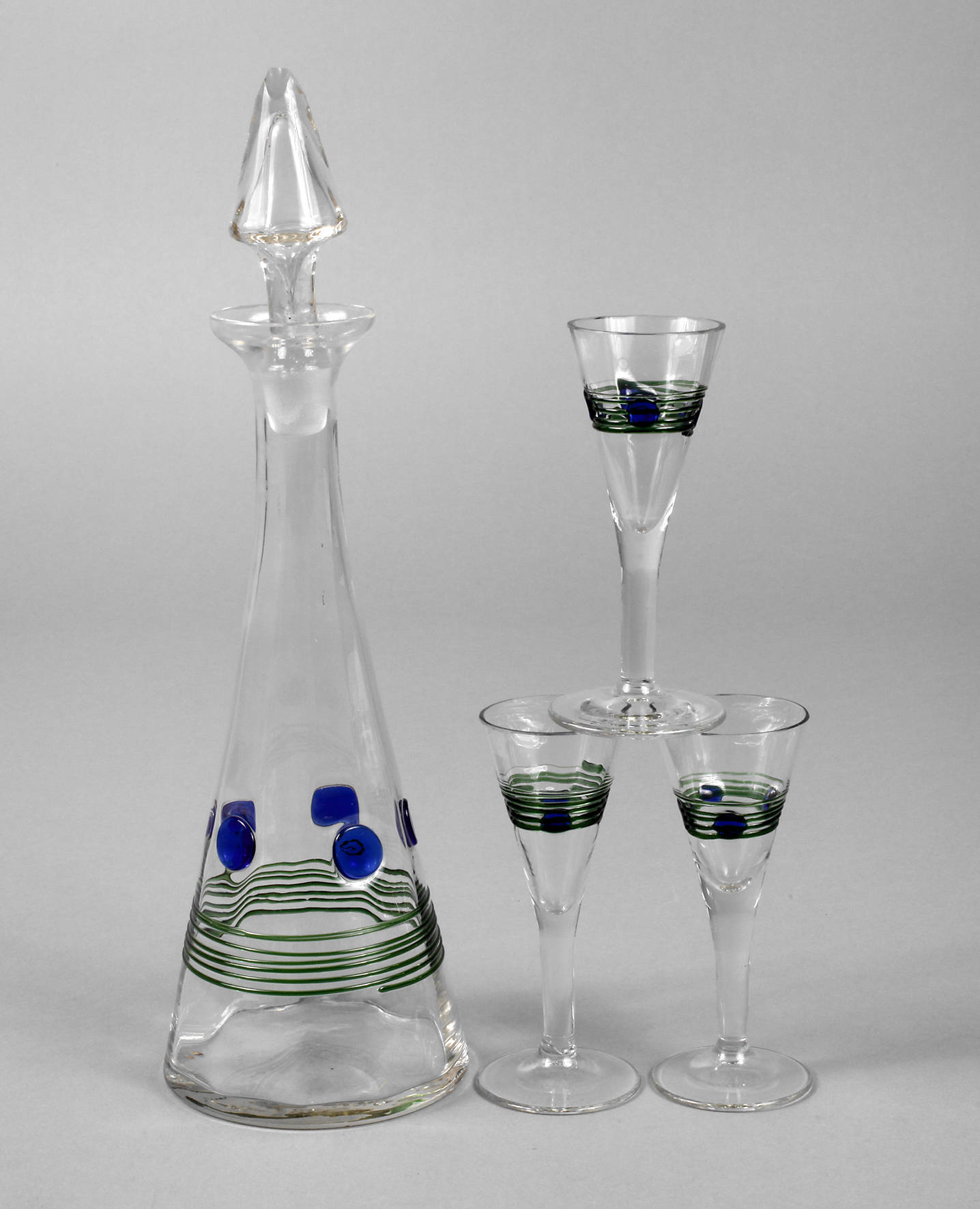 Bayerischer Wald Karaffe und drei Likörgläser