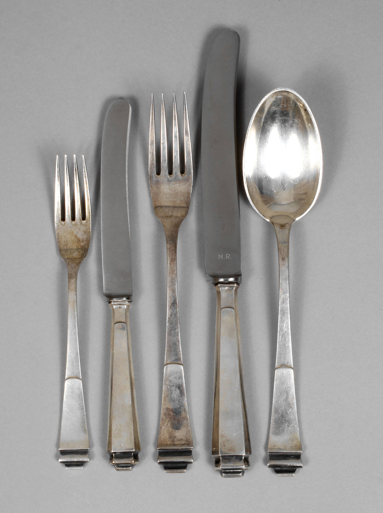 Silber fünf Besteckteile Art déco