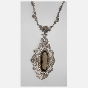 Großes Collier mit Rauchquarz und Markasiten