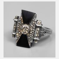 Damenring mit Onyx und Markasitbesatz111