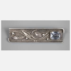 Silberbrosche mit Steinbesatz