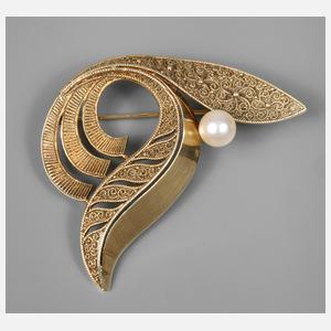 Theodor Fahrner Goldbrosche mit Perle