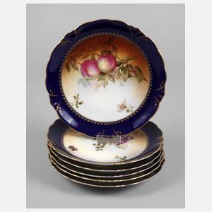 Jaeger & Co. Marktredwitz sechs Obstteller Kobaltrand