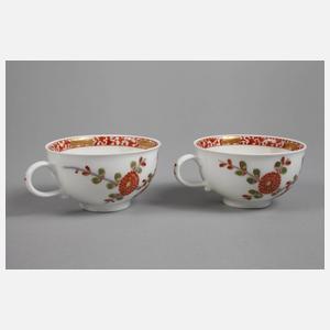 Meissen Paar Tassen Kakiemondekor