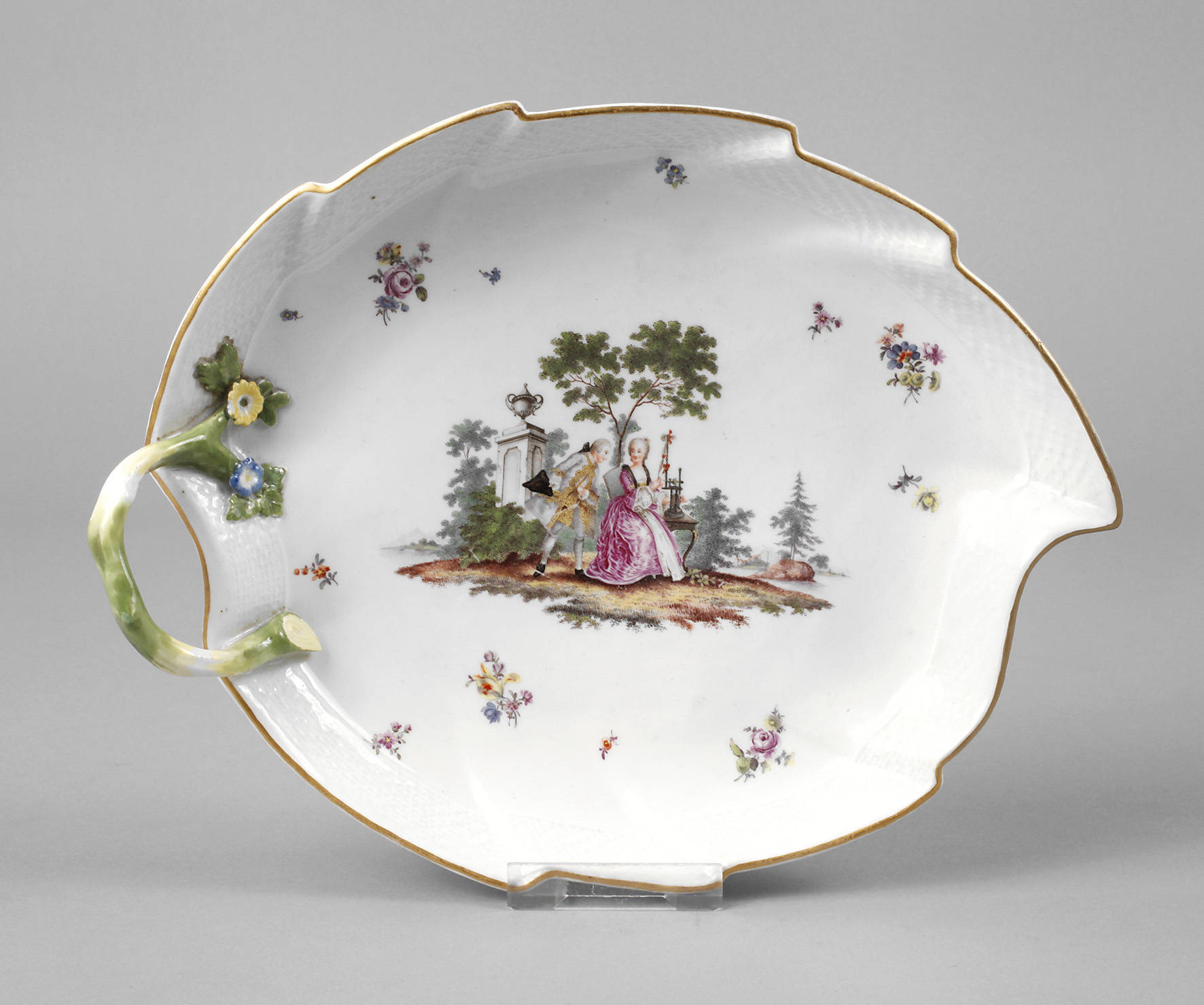 Meissen Blattschale Watteauszene