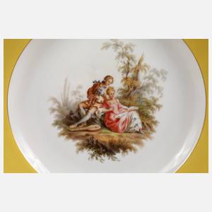 Meissen drei Dessertteller Watteaumalerei