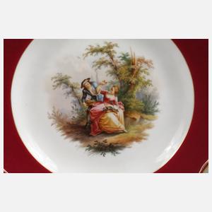 Meissen drei Dessertteller Watteaumalerei