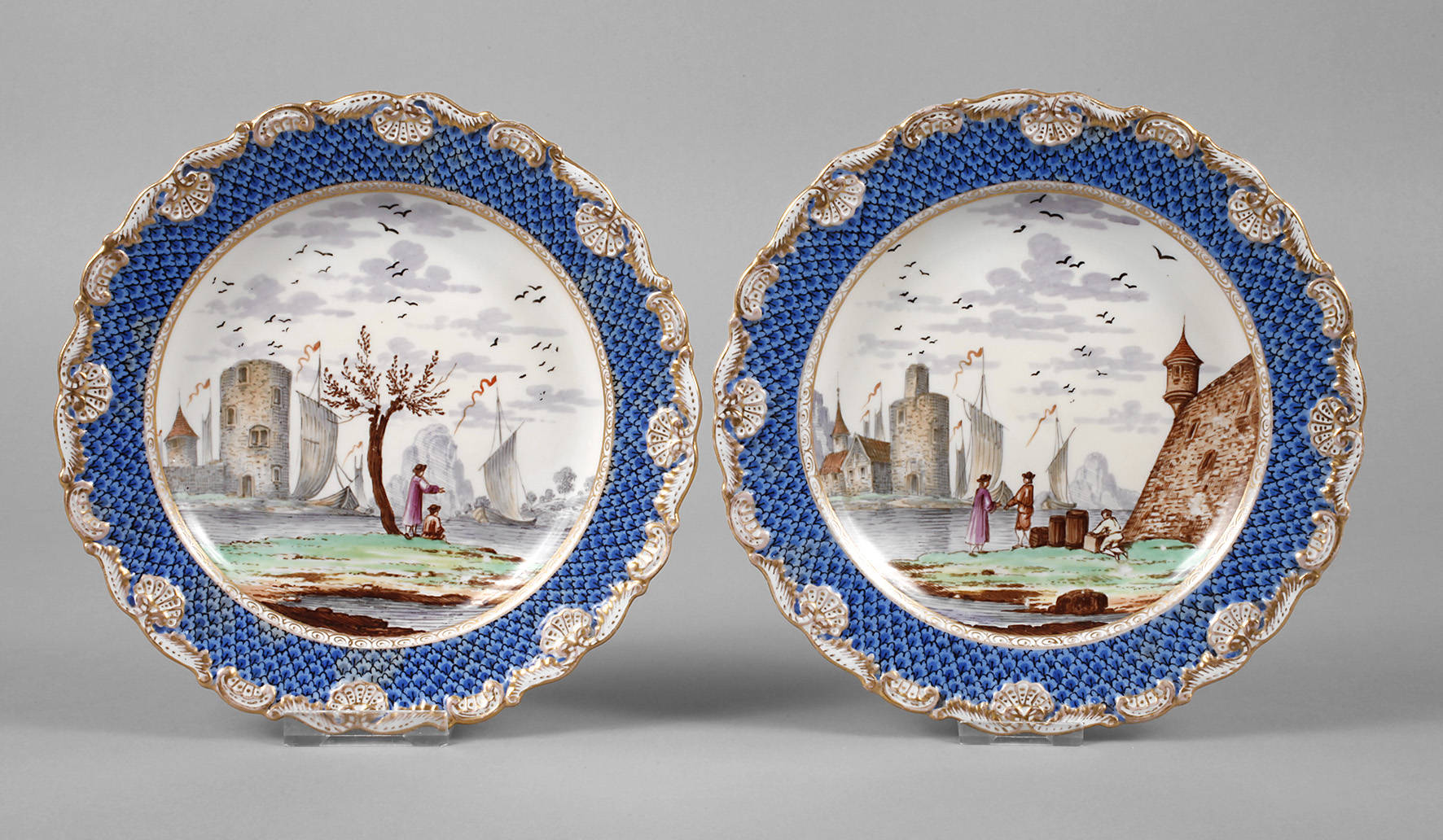 Meissen zwei Teller Schuppendekor