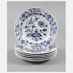 Meissen sechs Kuchenteller ”Zwiebelmuster”