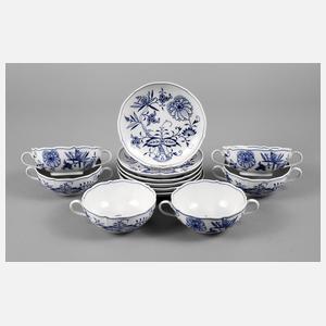 Meissen sechs Suppentassen ”Zwiebelmuster”