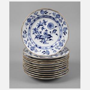 Meissen zwölf Speiseteller ”Zwiebelmuster”