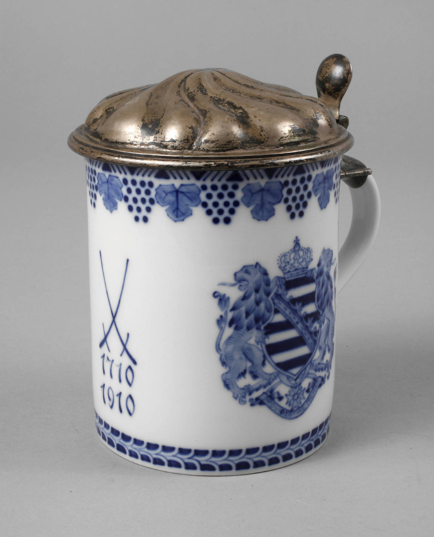 Meissen Jubiläumskrug mit Silberdeckel