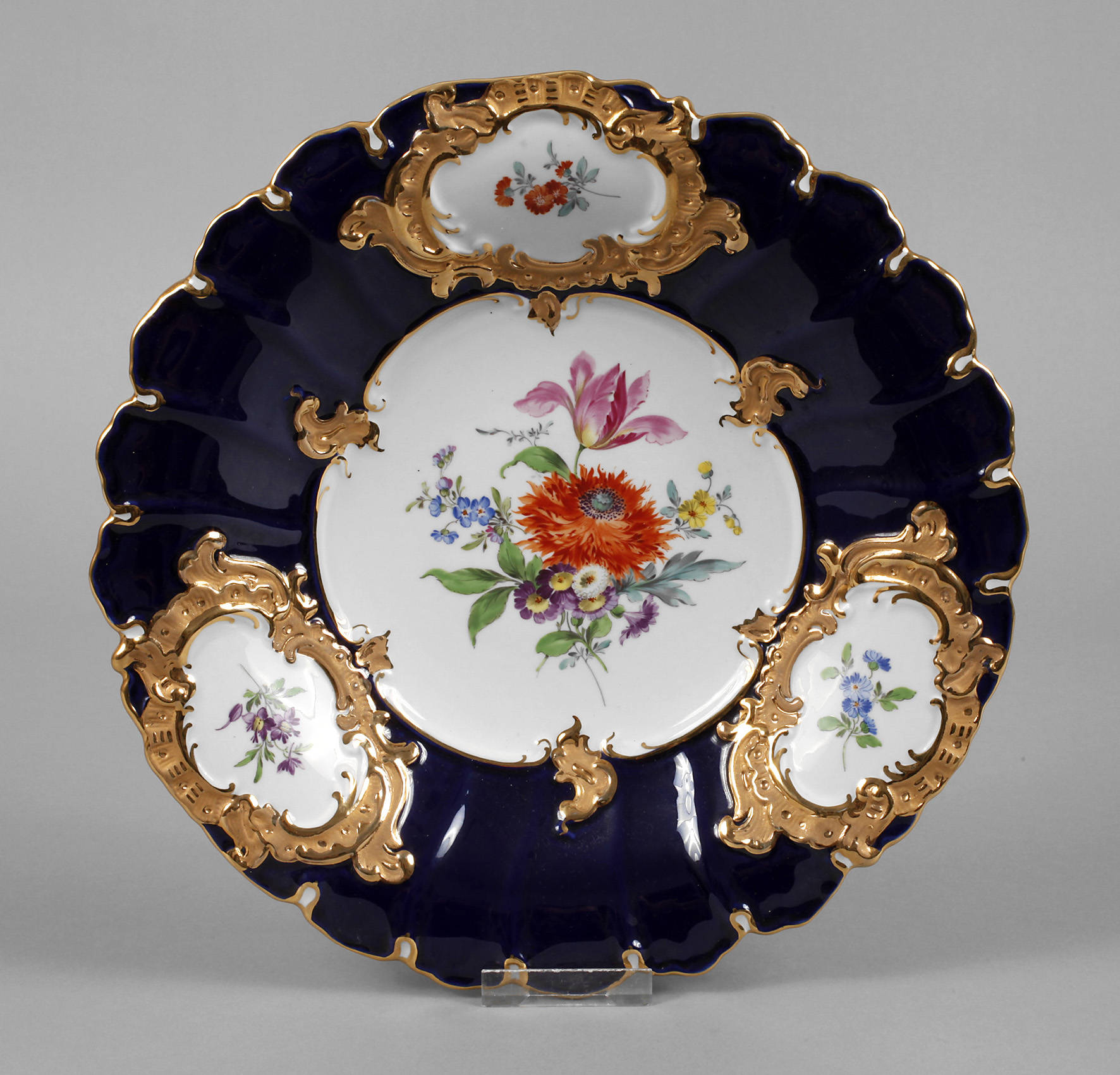 Meissen Prunkteller Kobaltfond