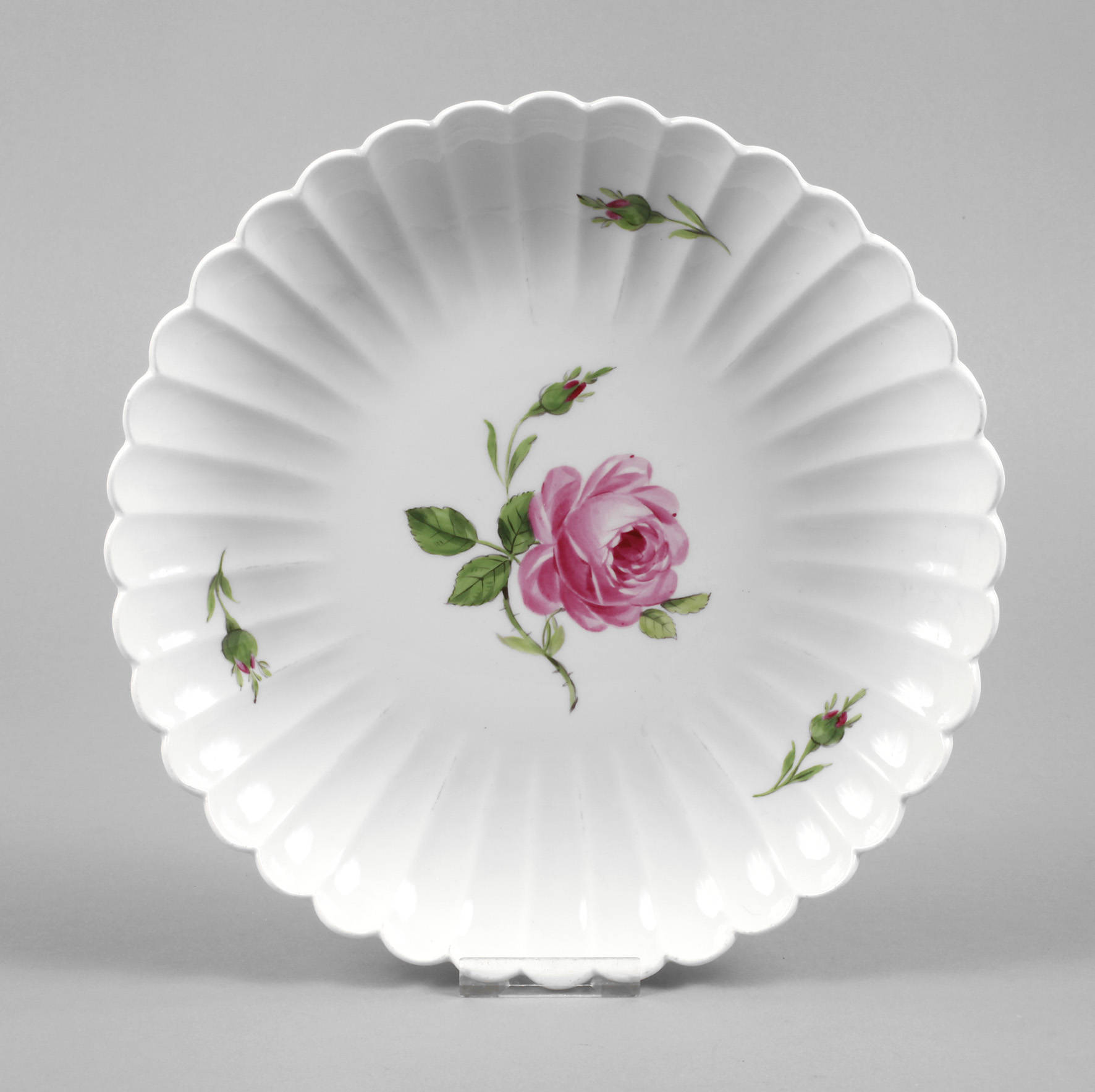 Meissen Fächerschale ”Rote Rose”