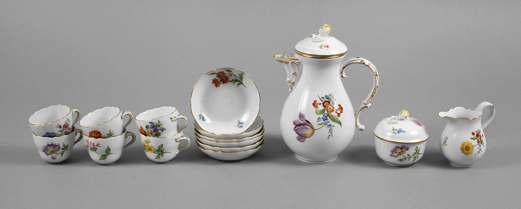 Meissen Mokkaservice für sechs Personen
