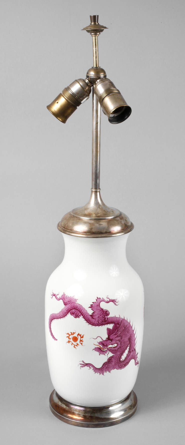 Meissen Lampe ”Mingdrache” mit Silbermontur