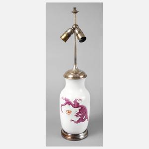 Meissen Lampe ”Mingdrache” mit Silbermontur
