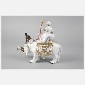 Meissen”Perser auf Elefant mit Mohr”