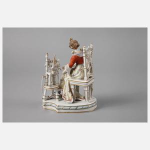 Sitzendorf Dame mit Spinnrad