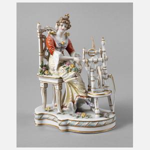 Sitzendorf Dame mit Spinnrad