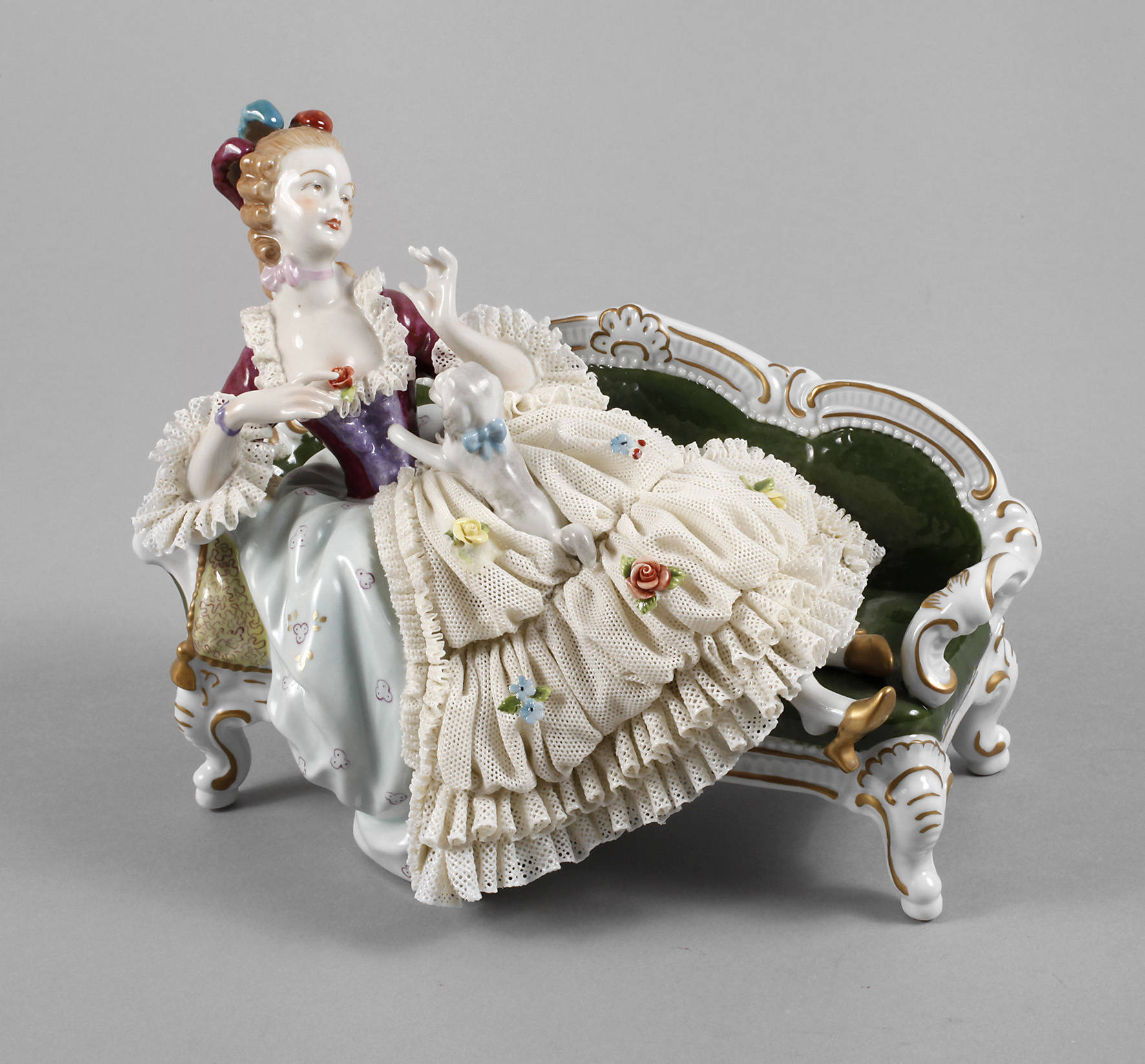 Unterweißbacher Werkstätten Rokokodame mit Hündchen