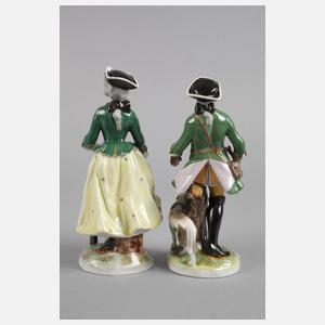 Volkstedt Jägerin und Jäger mit Hund