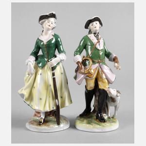 Volkstedt Jägerin und Jäger mit Hund