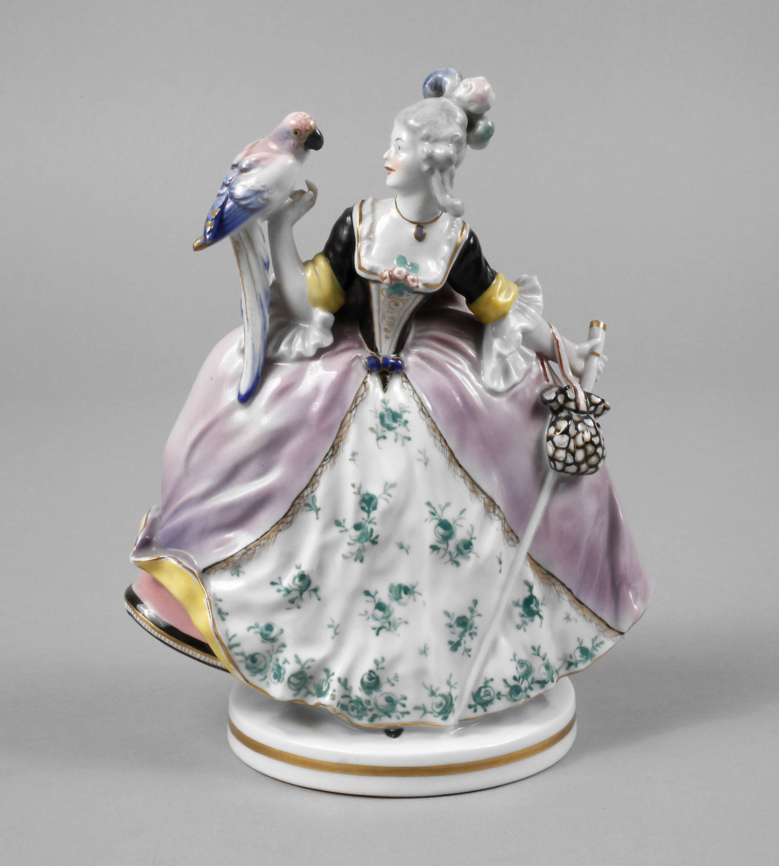 Volkstedt Rokokodame mit Papagei