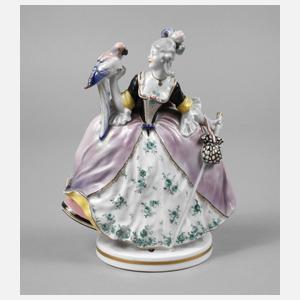 Volkstedt Rokokodame mit Papagei