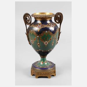 Amphorenvase mit Emaildekor