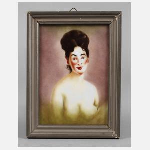 Kleine Porzellanbildplatte Damenakt