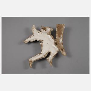 Fayenceengel mit Wandvase