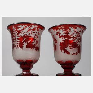 Paar große jagdliche Deckelpokale