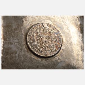 Silber Aschenschale mit Münzen