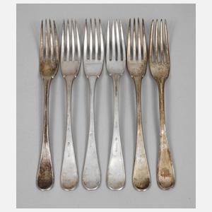 Augsburg sechs Silbergabeln mir Adelswappen