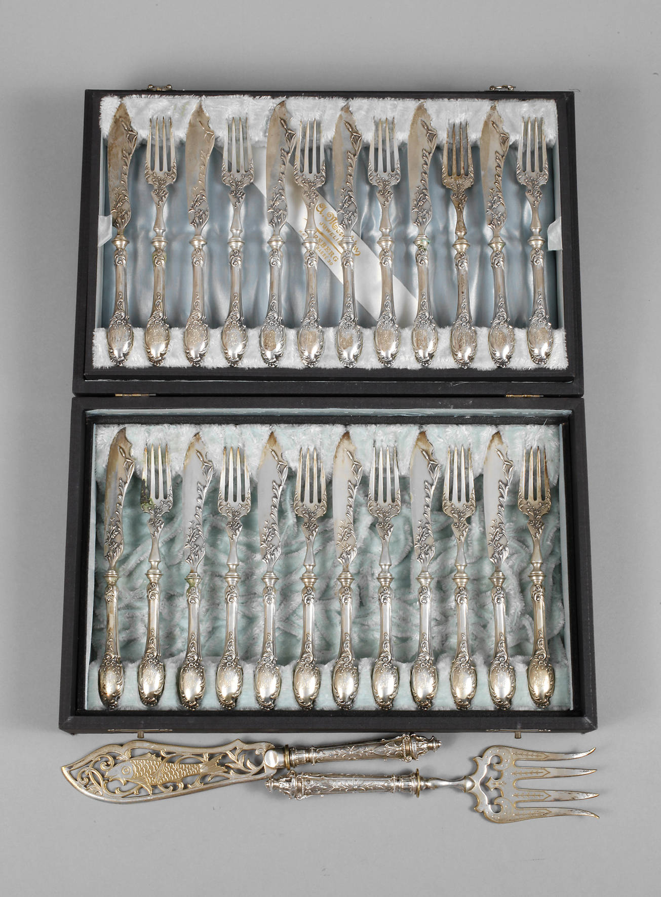 Fischbesteck Neorokoko Silber