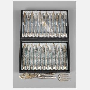 Fischbesteck Neorokoko Silber