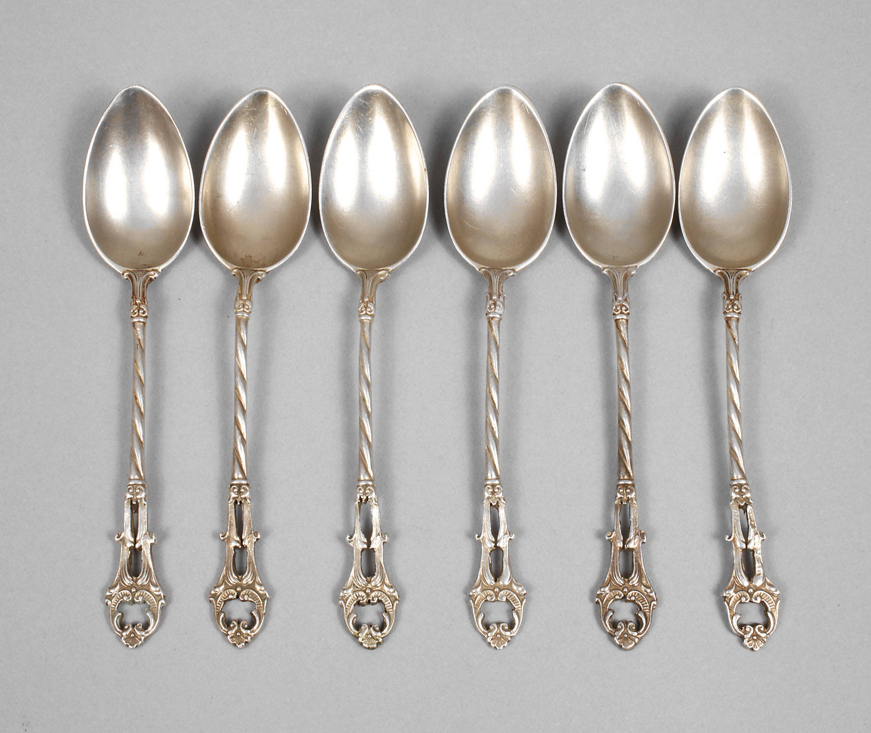 Sechs Mokkalöffel Silber