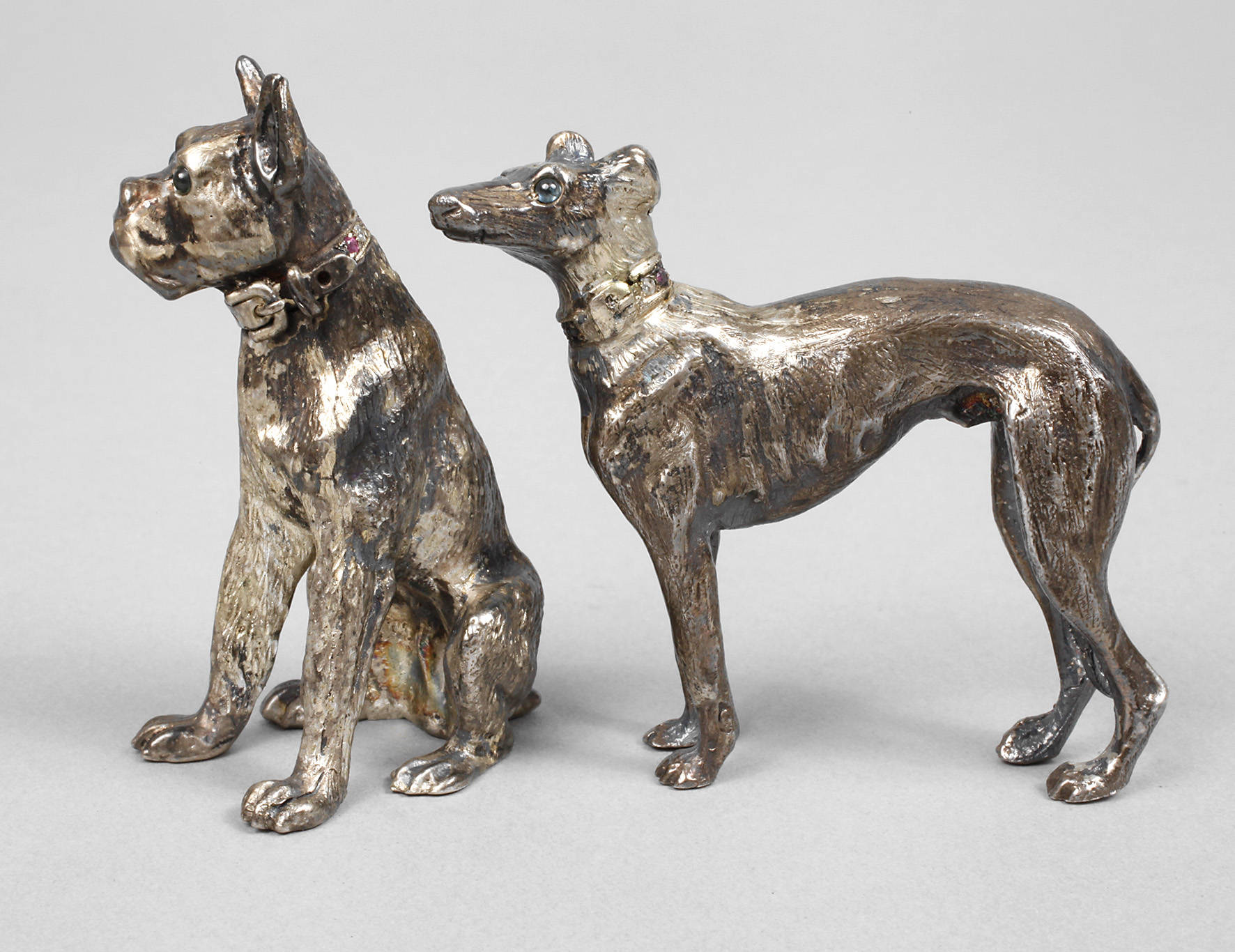 Zwei Hunde Silber